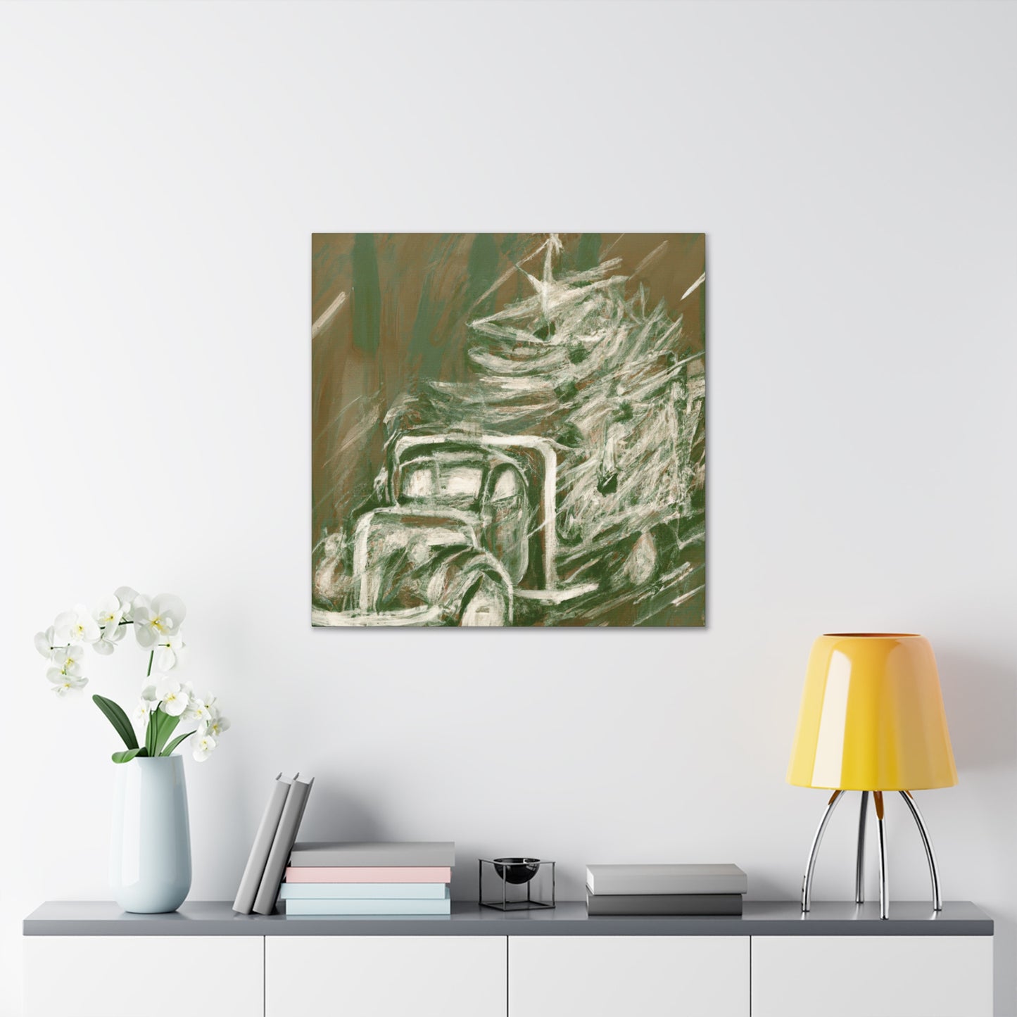 "Christmas Tree Truck Dashing" - Canvas