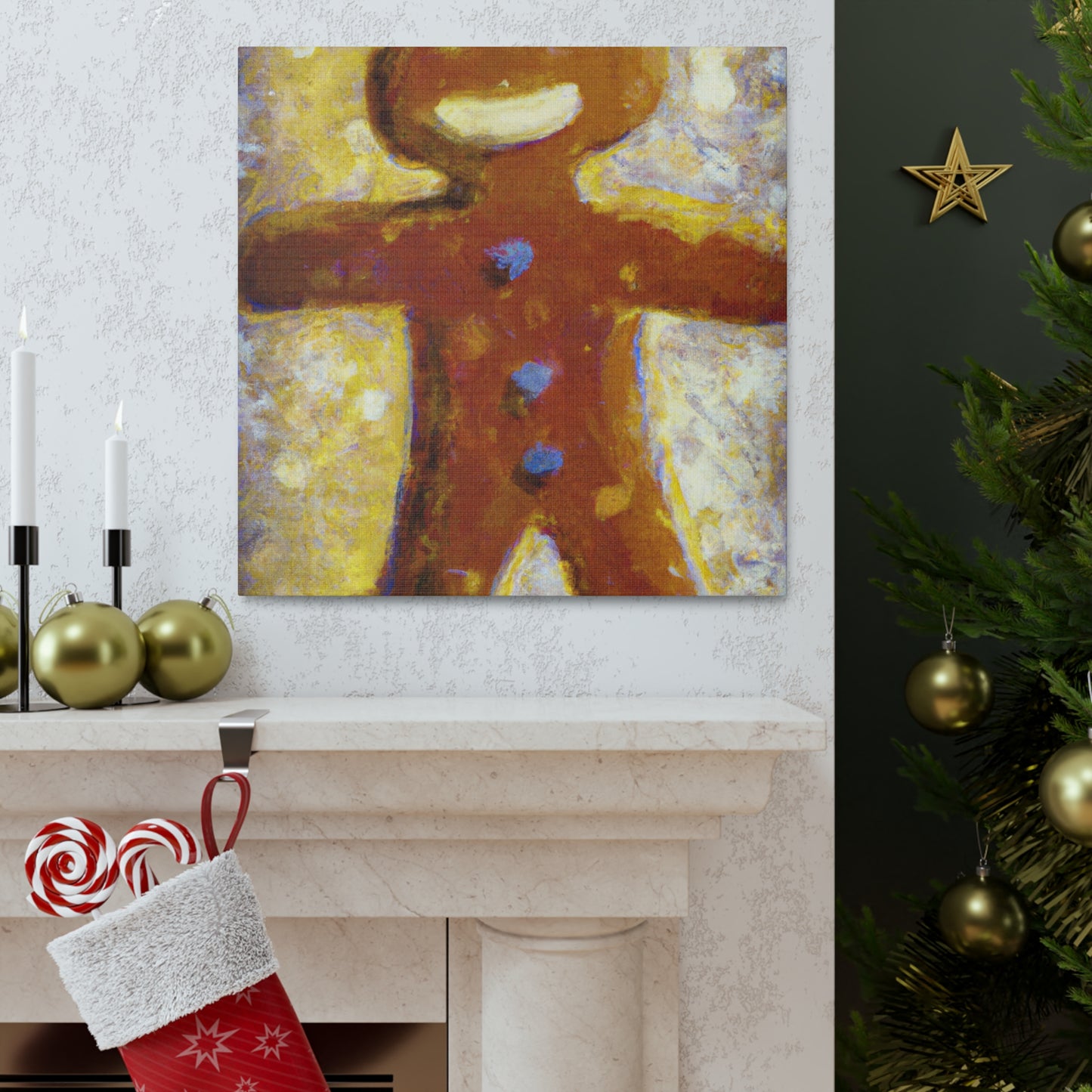 Gingerbread Man Dances - Canvas