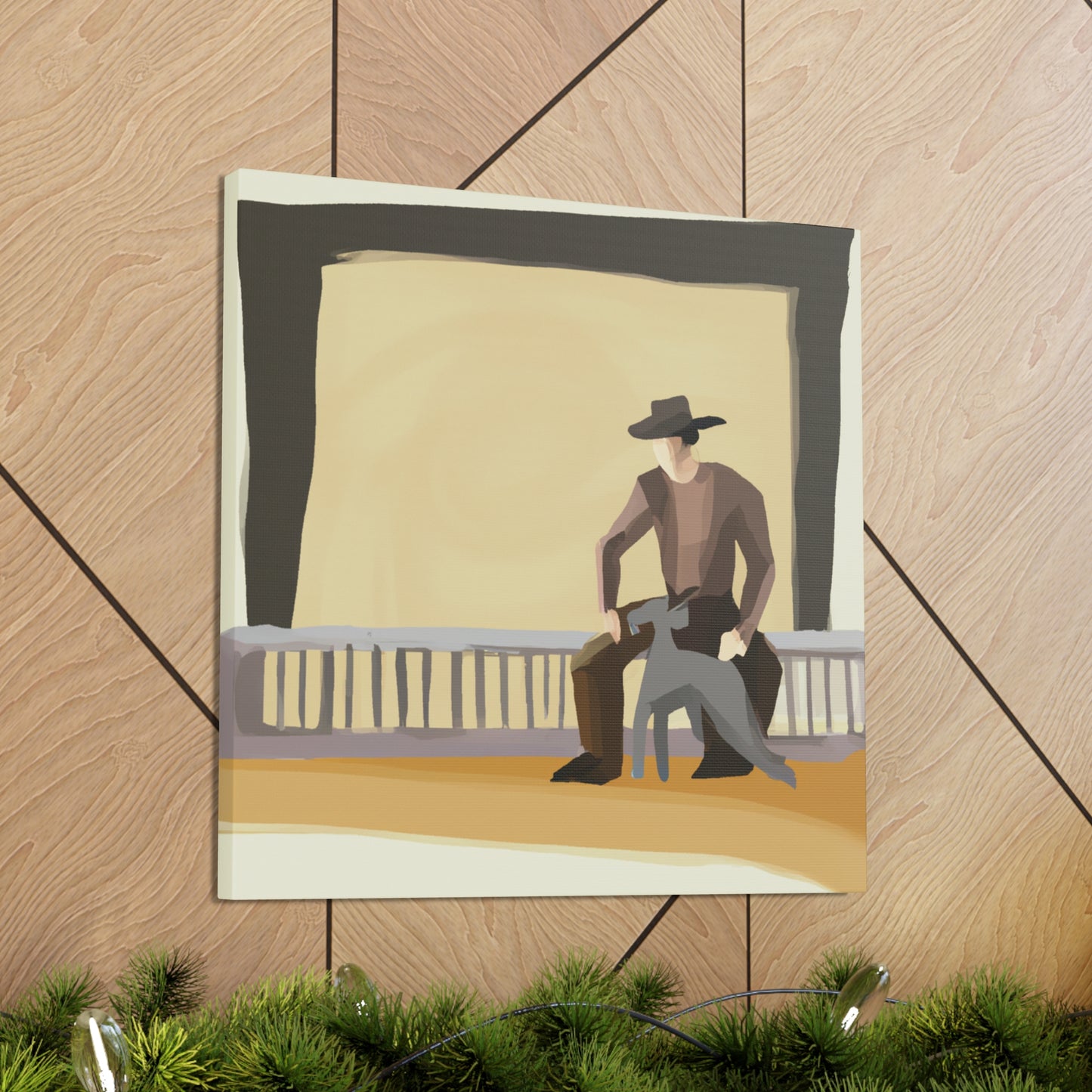 "Cowboy at Dusk Fence" - Canvas