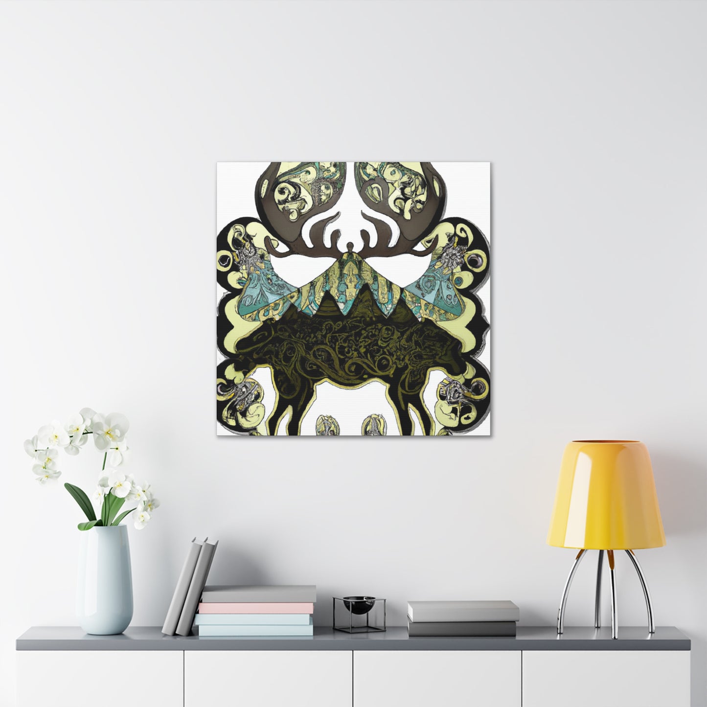 Moose in Moonlight Glow. - Canvas