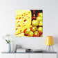 Cheese and Grapes Pointillism - Canvas