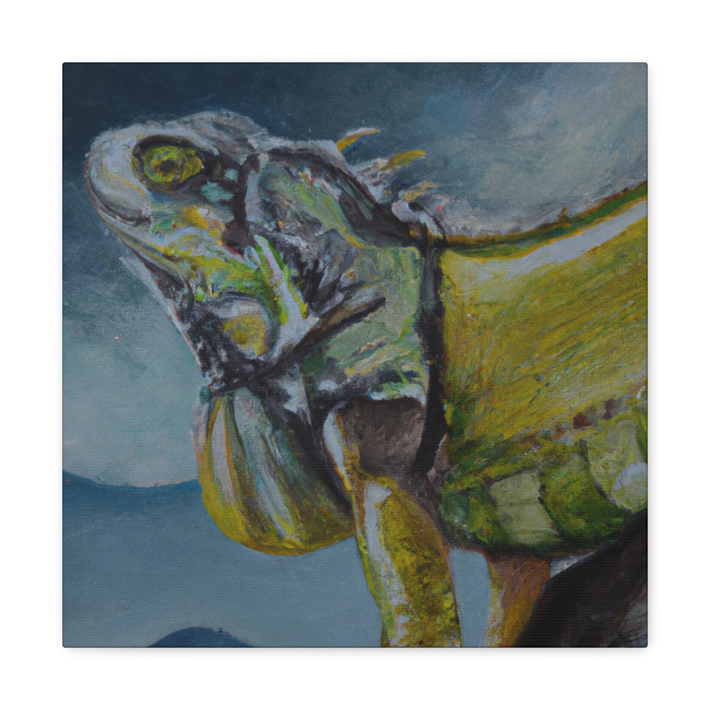 "Iguanas in Colorful Bloom" - Canvas