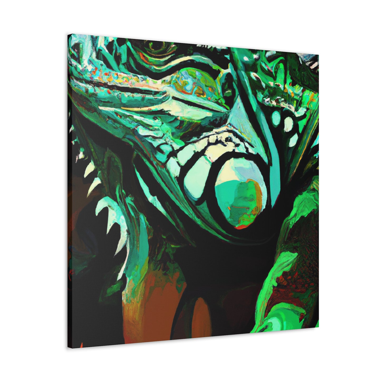 Iguana's Art Deco Pose - Canvas