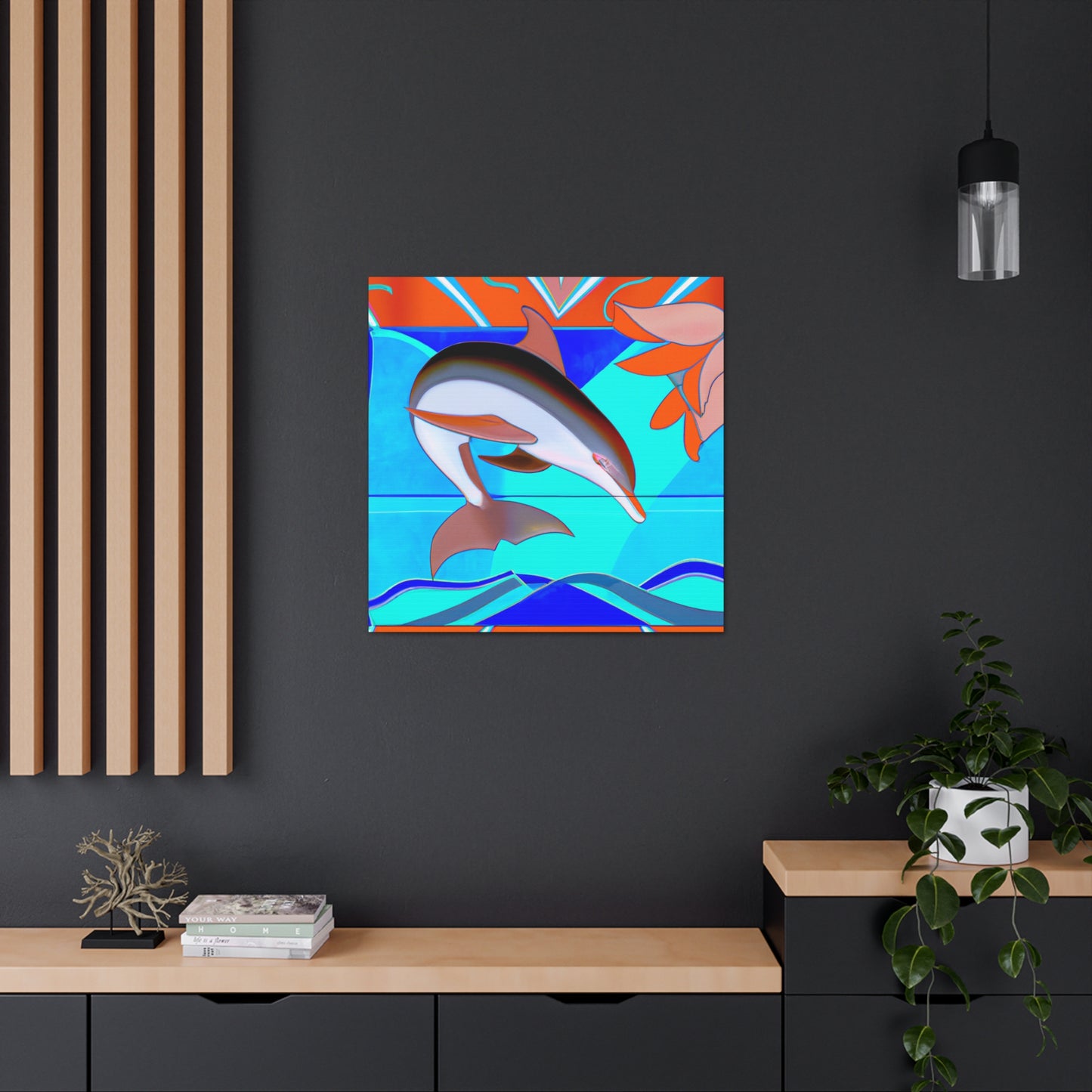 "Dancing Dolphin Deco" - Canvas