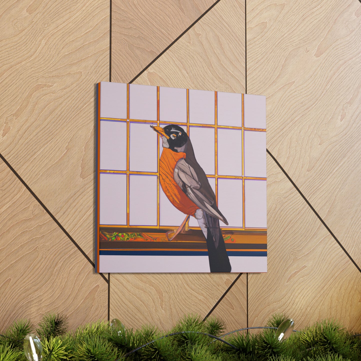 "Robins Singing Deco" - Canvas