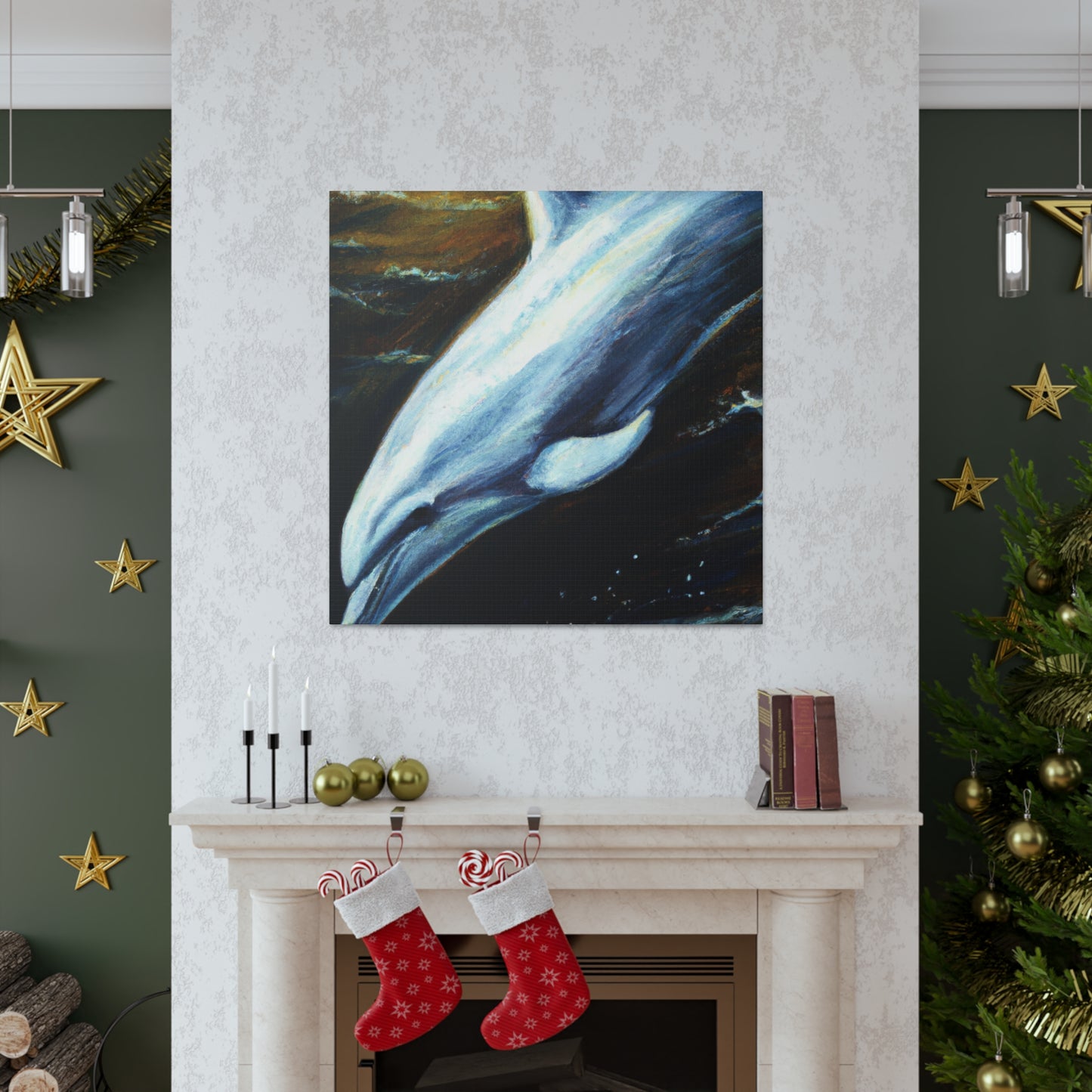 Dolphins in Emerald Seas - Canvas