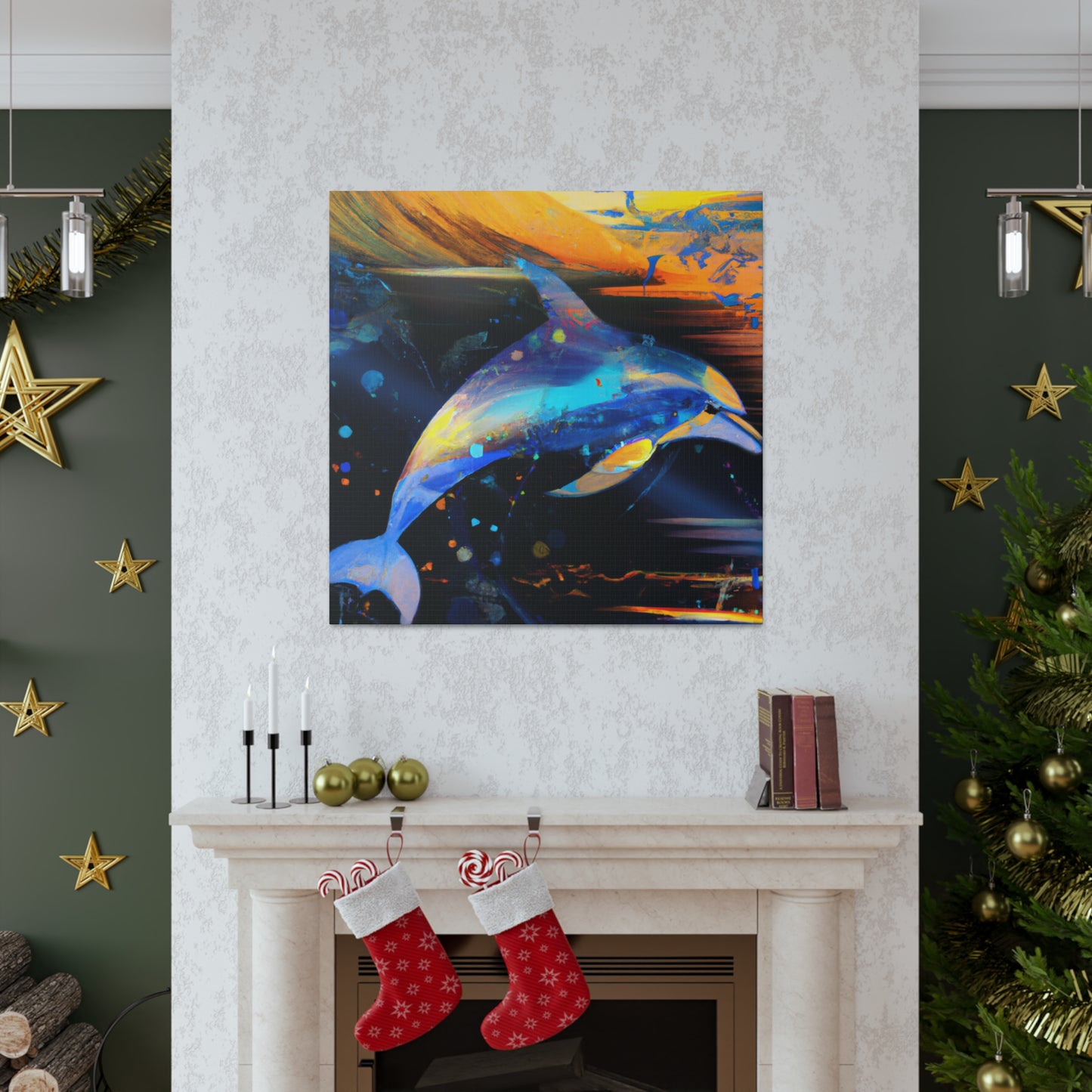 Dolphin Swim Seascape - Canvas