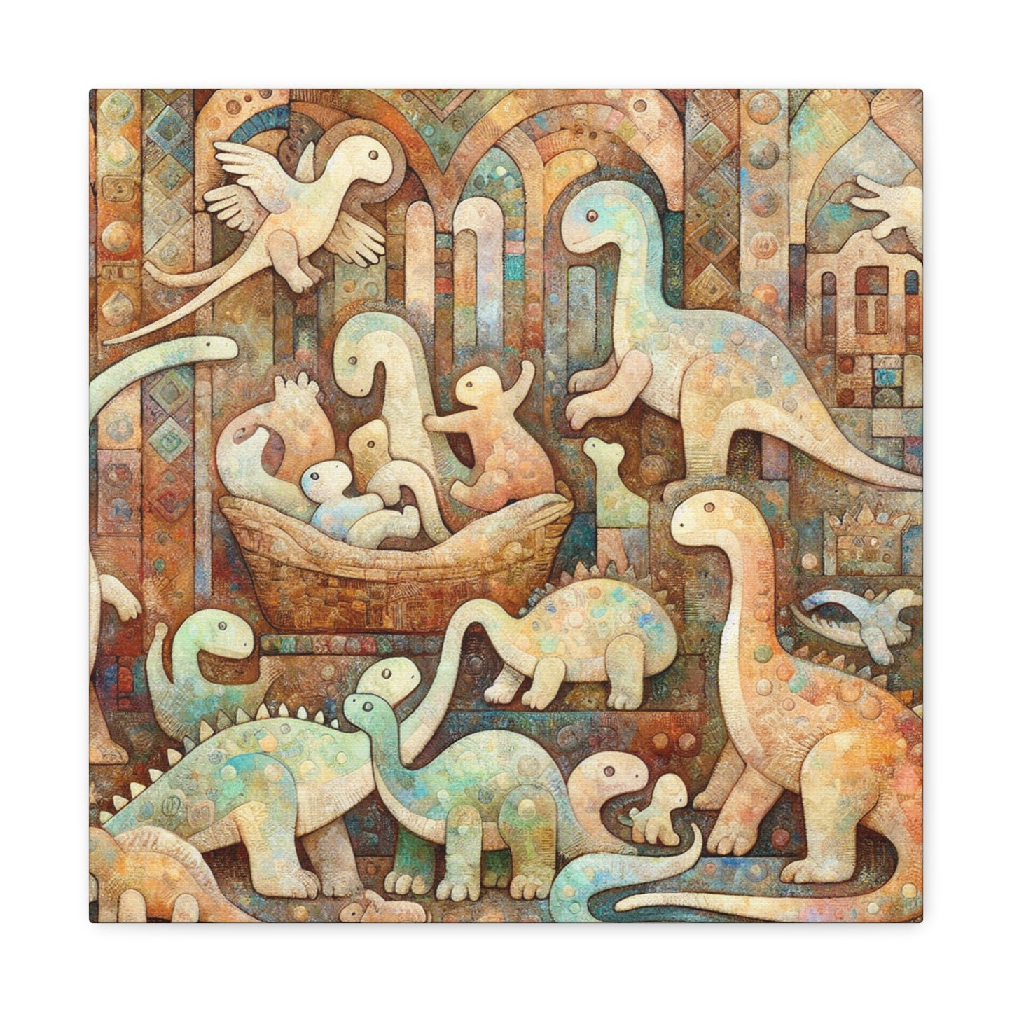 Whimsical Prehistoric Serenity - Canvas