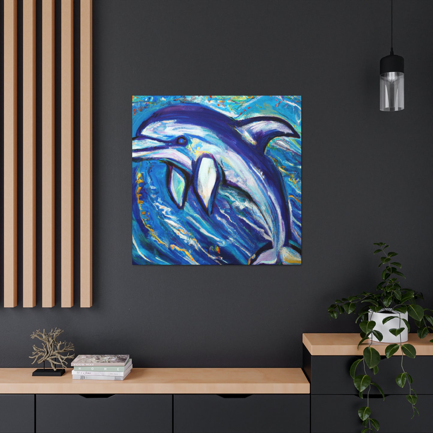 Dolphins in Expressionism - Canvas