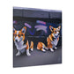 Corgis in Motion. - Canvas