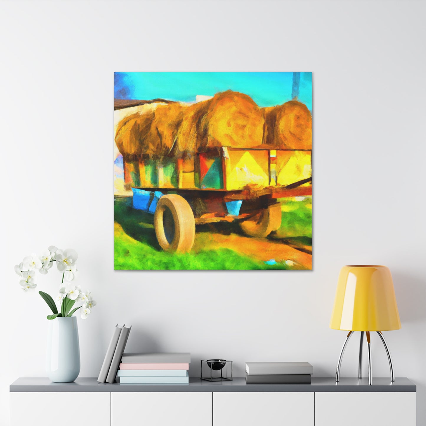 Hay Wagon Reflection - Canvas