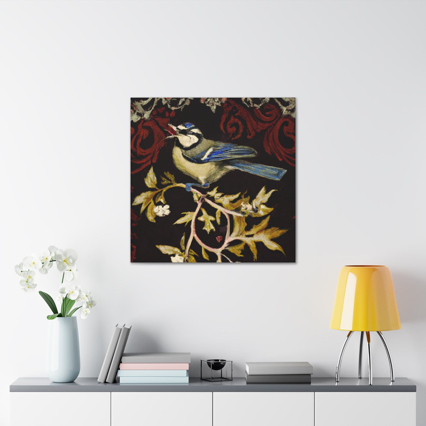 "Bubbling Bird Bouquet" - Canvas