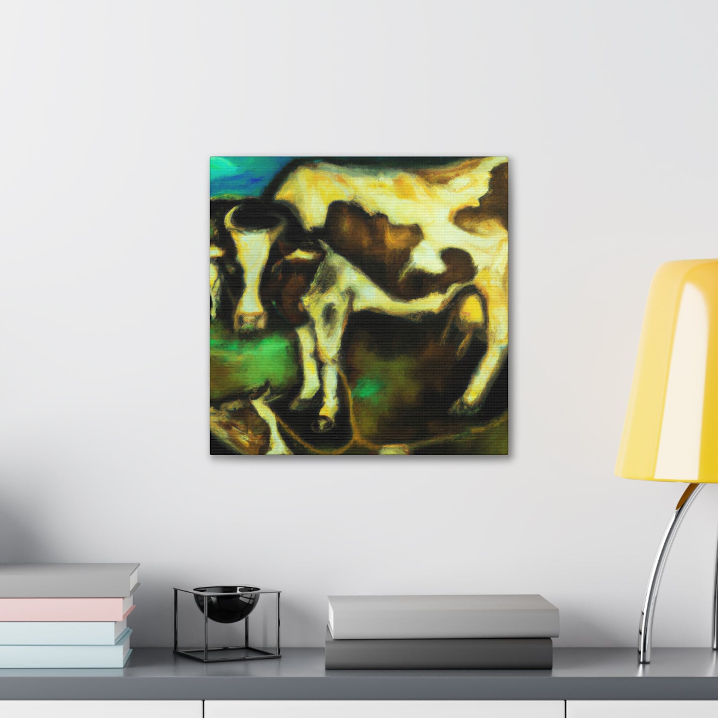 Cow in Cosmic Sky - Canvas