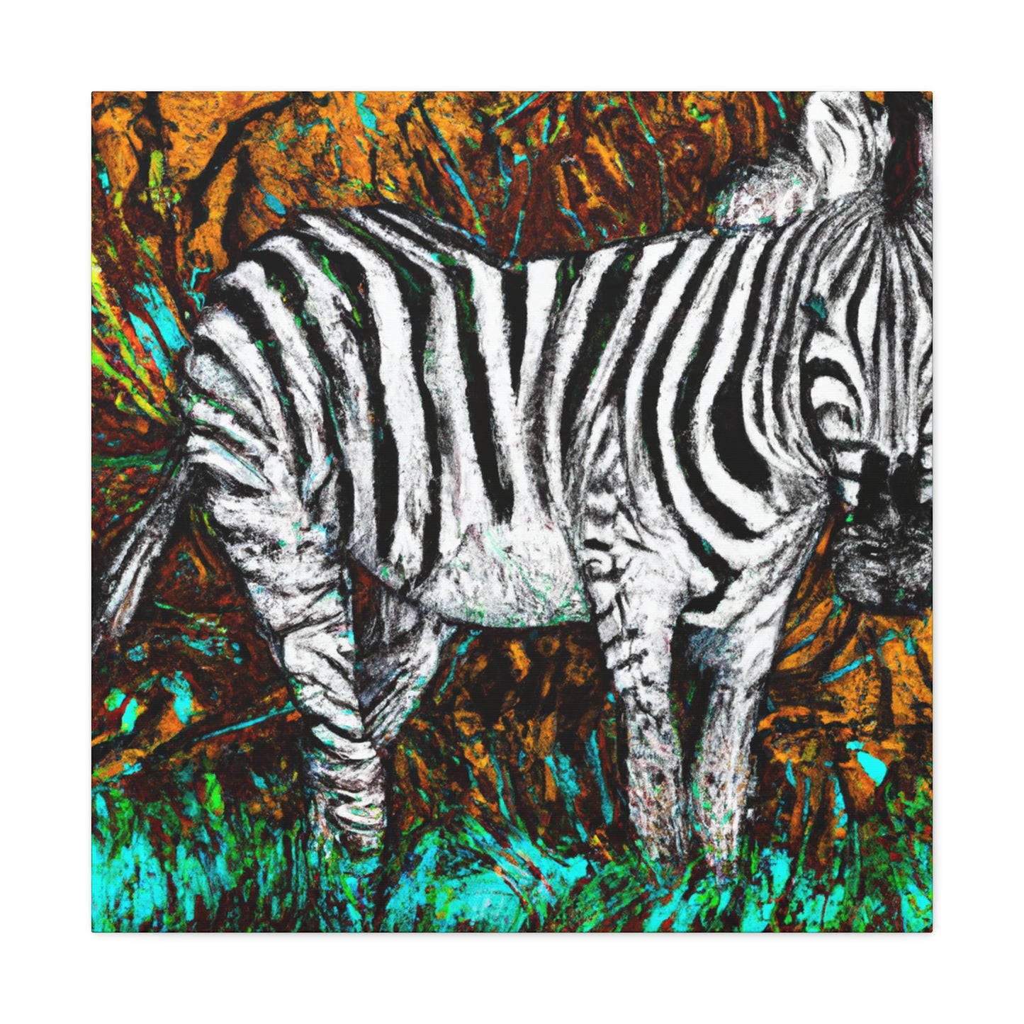 "Zebra's Striped Reflection" - Canvas