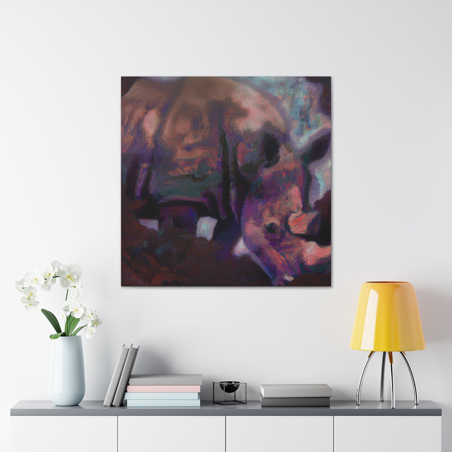 Indian Rhinoceros Dreaming - Canvas