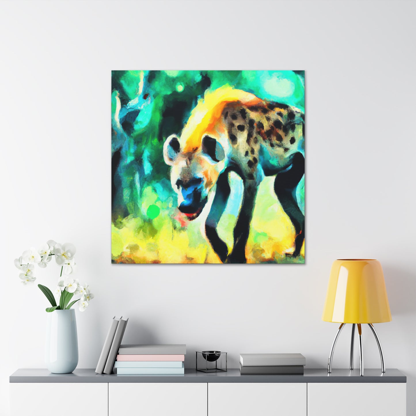 A Hyena's Illuminated Smile - Canvas