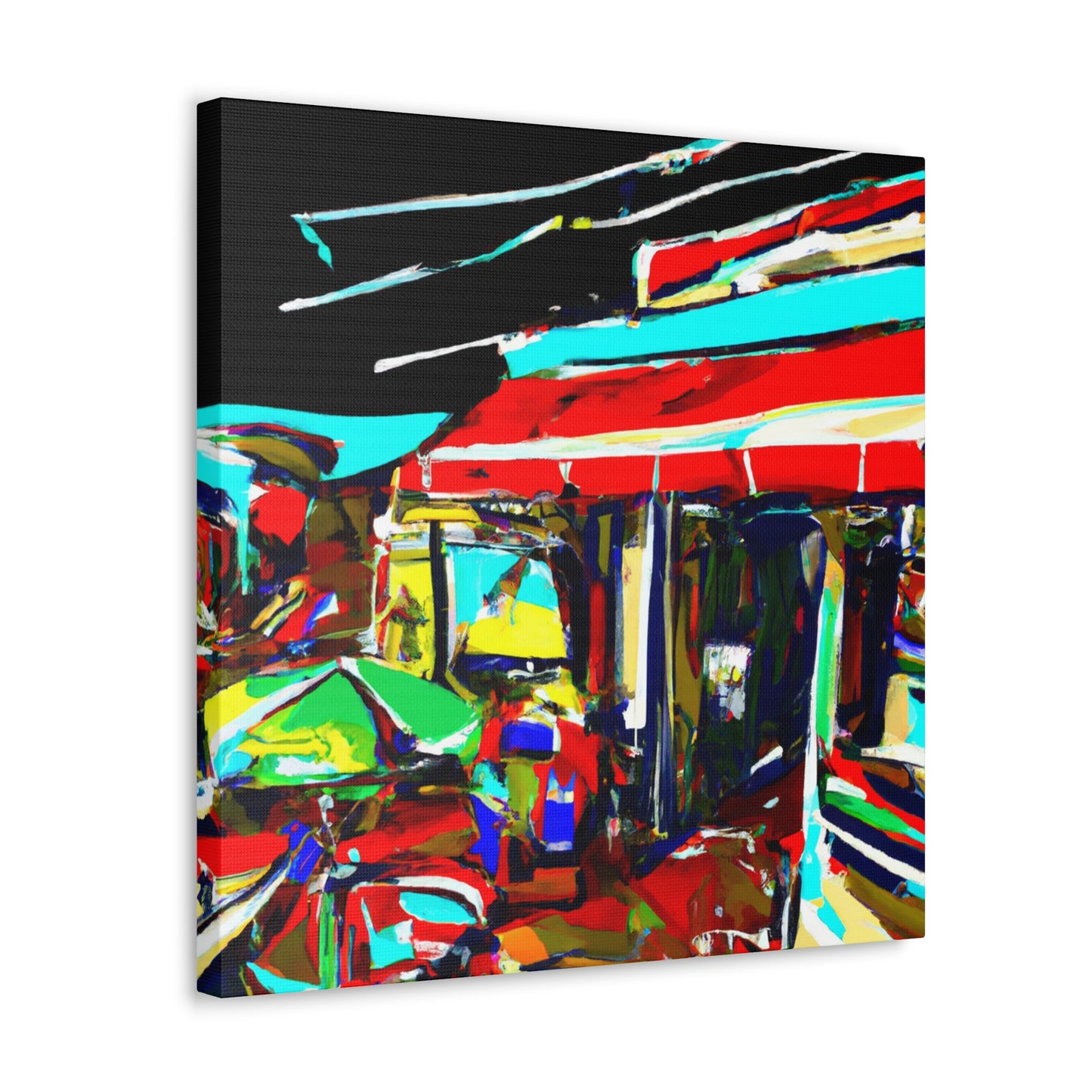 Beach Shops Nightscape - Canvas