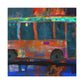 Bus in Blurple Colors - Canvas