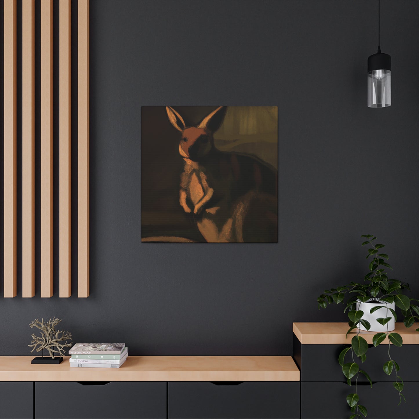 "Wallaby in Moonlit Forest" - Canvas