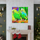 Budgies in Bloom. - Canvas