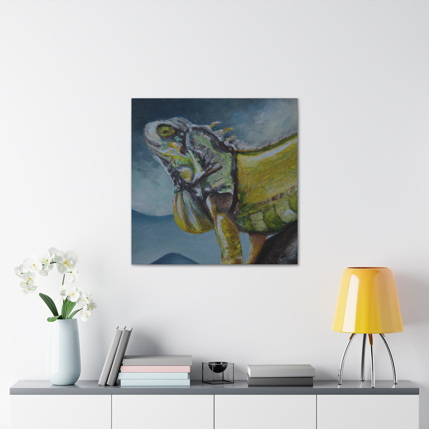 "Iguanas in Colorful Bloom" - Canvas