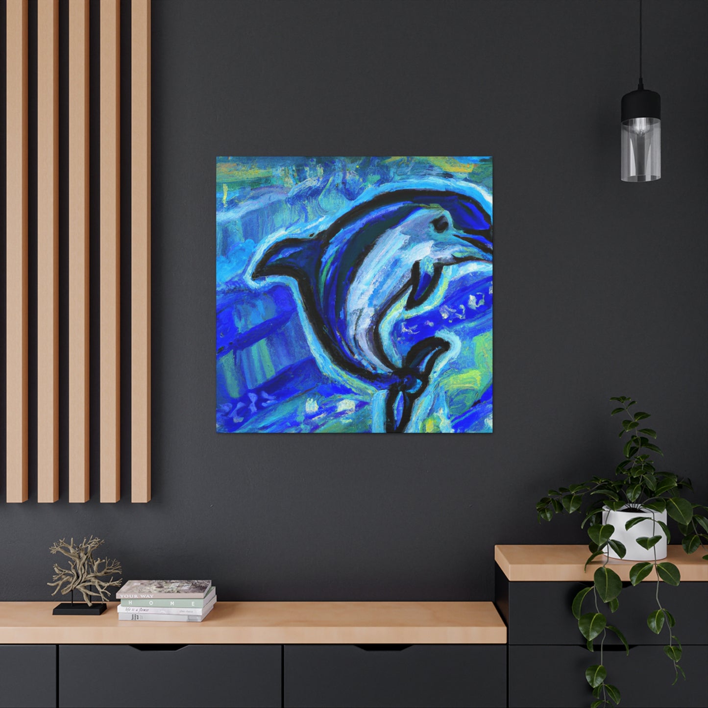 Dolphin in Blue Spray - Canvas