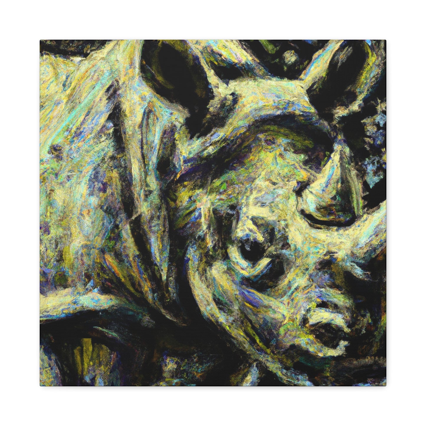 Indian Rhinoceros Impressionism - Canvas