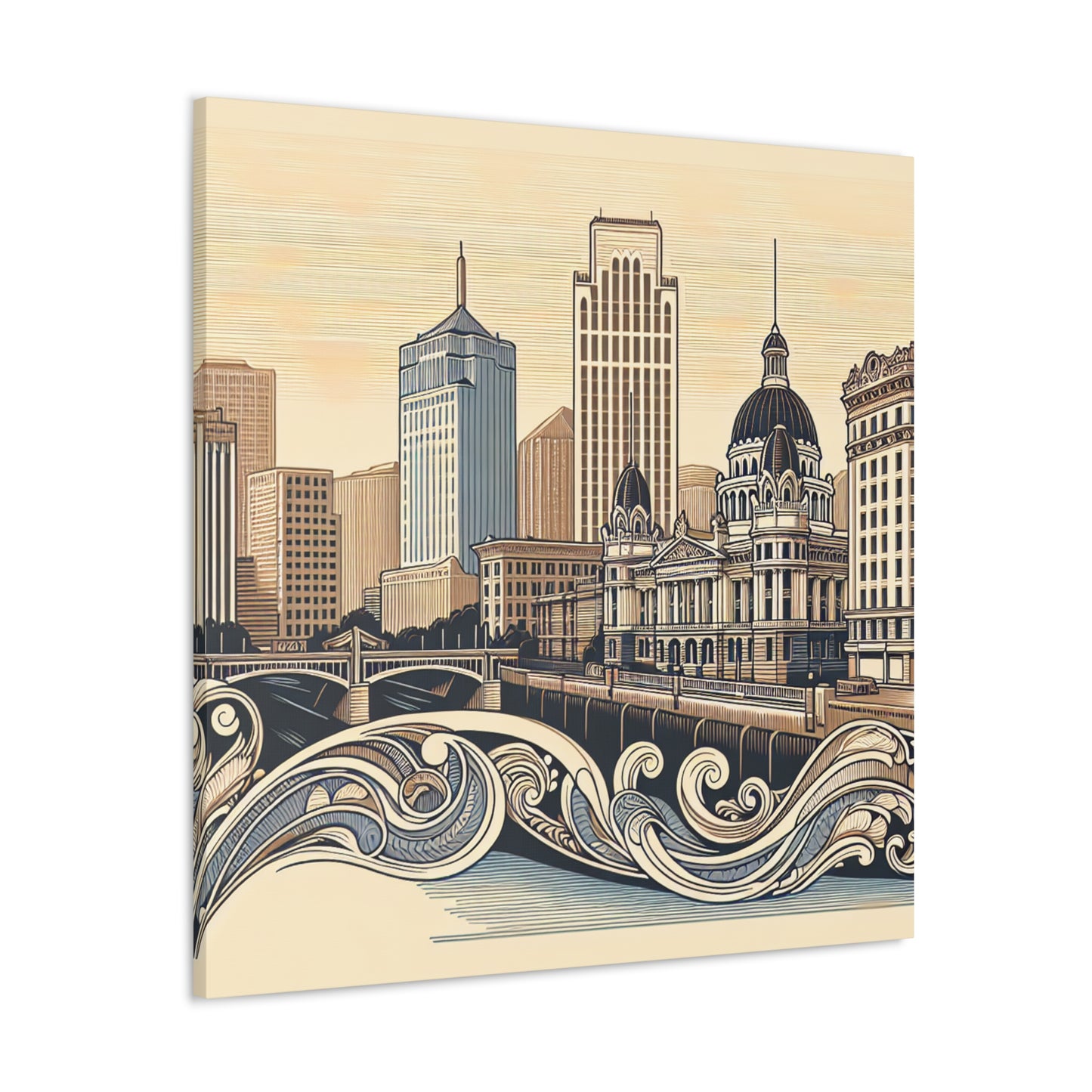 "Golden City Serenade" - Canvas