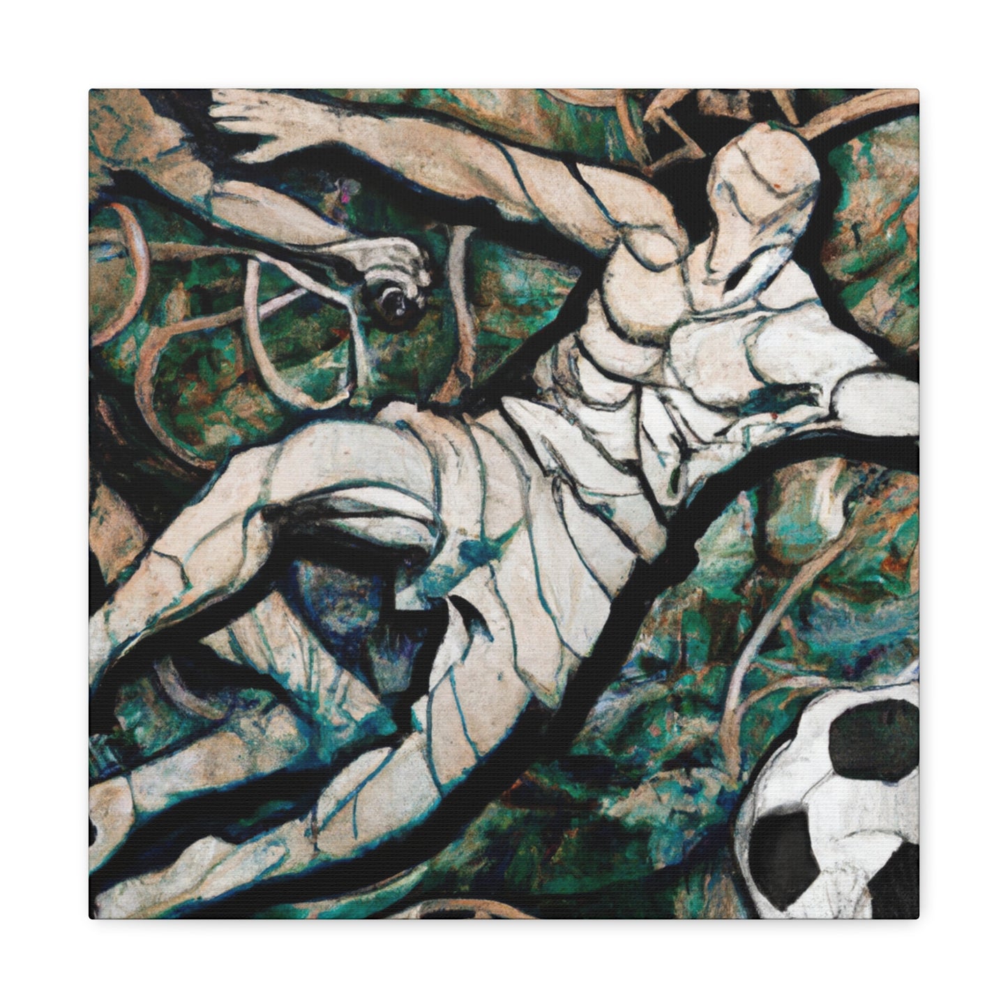 "Playing Soccer in Art Nouveau" - Canvas