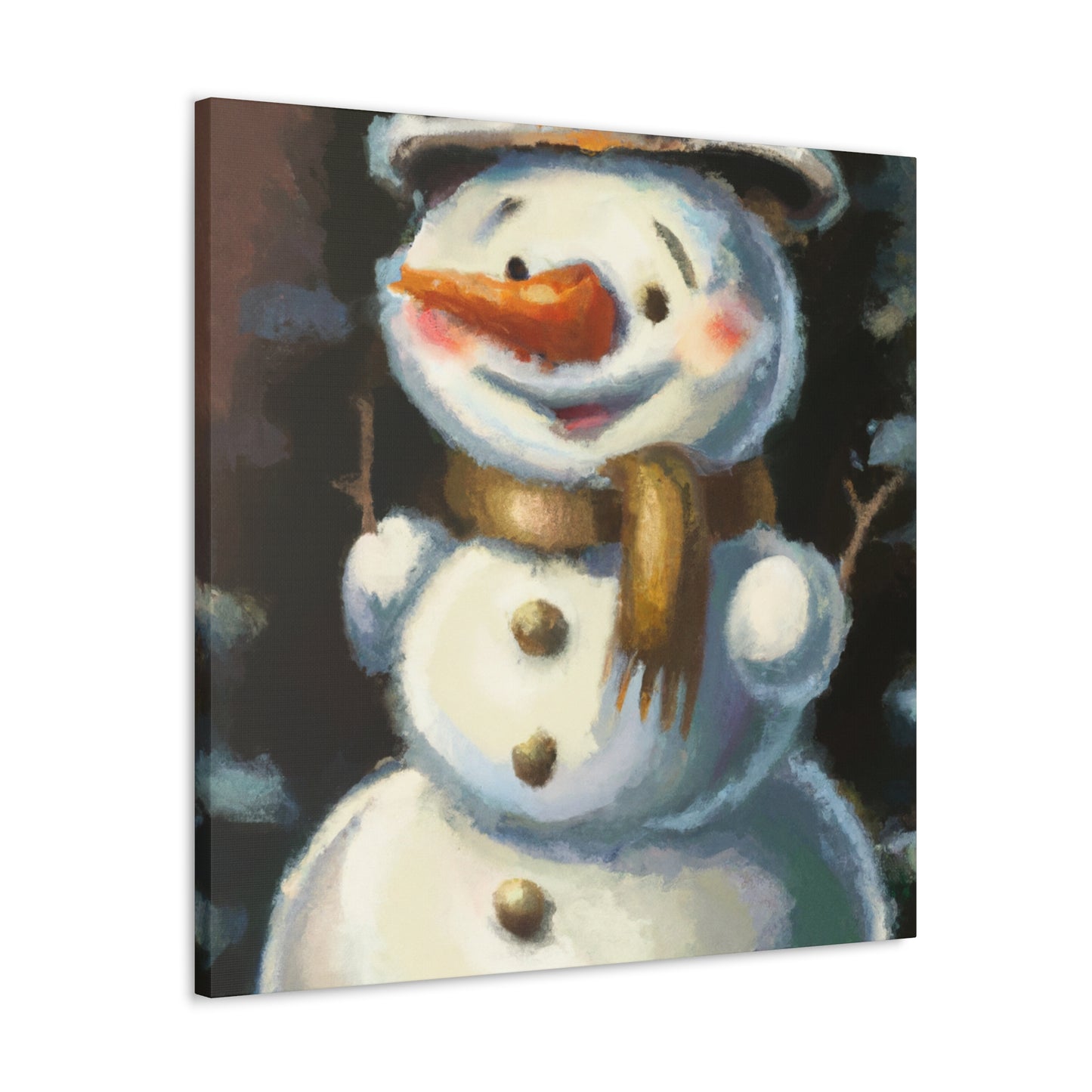 "A Winter Snowman Smile" - Canvas