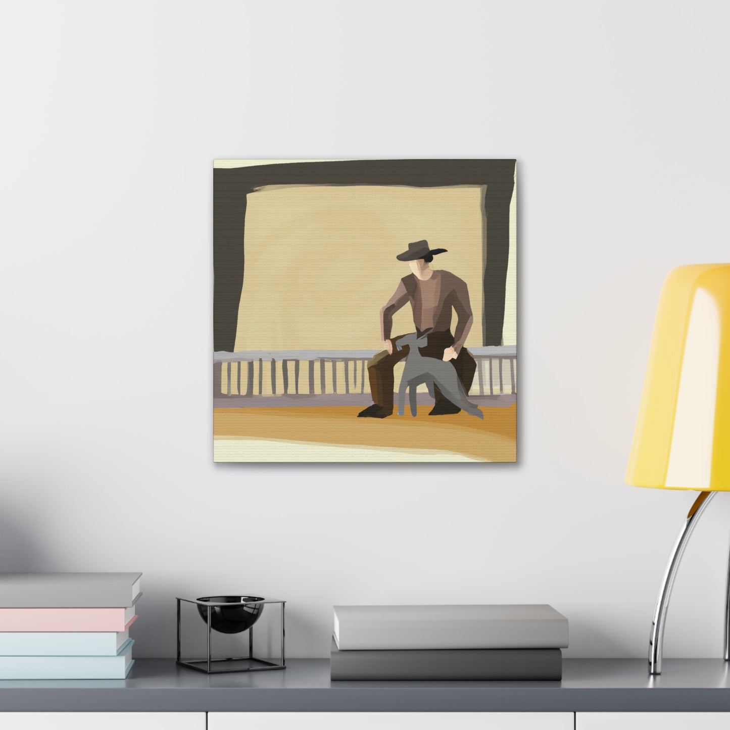 "Cowboy at Dusk Fence" - Canvas