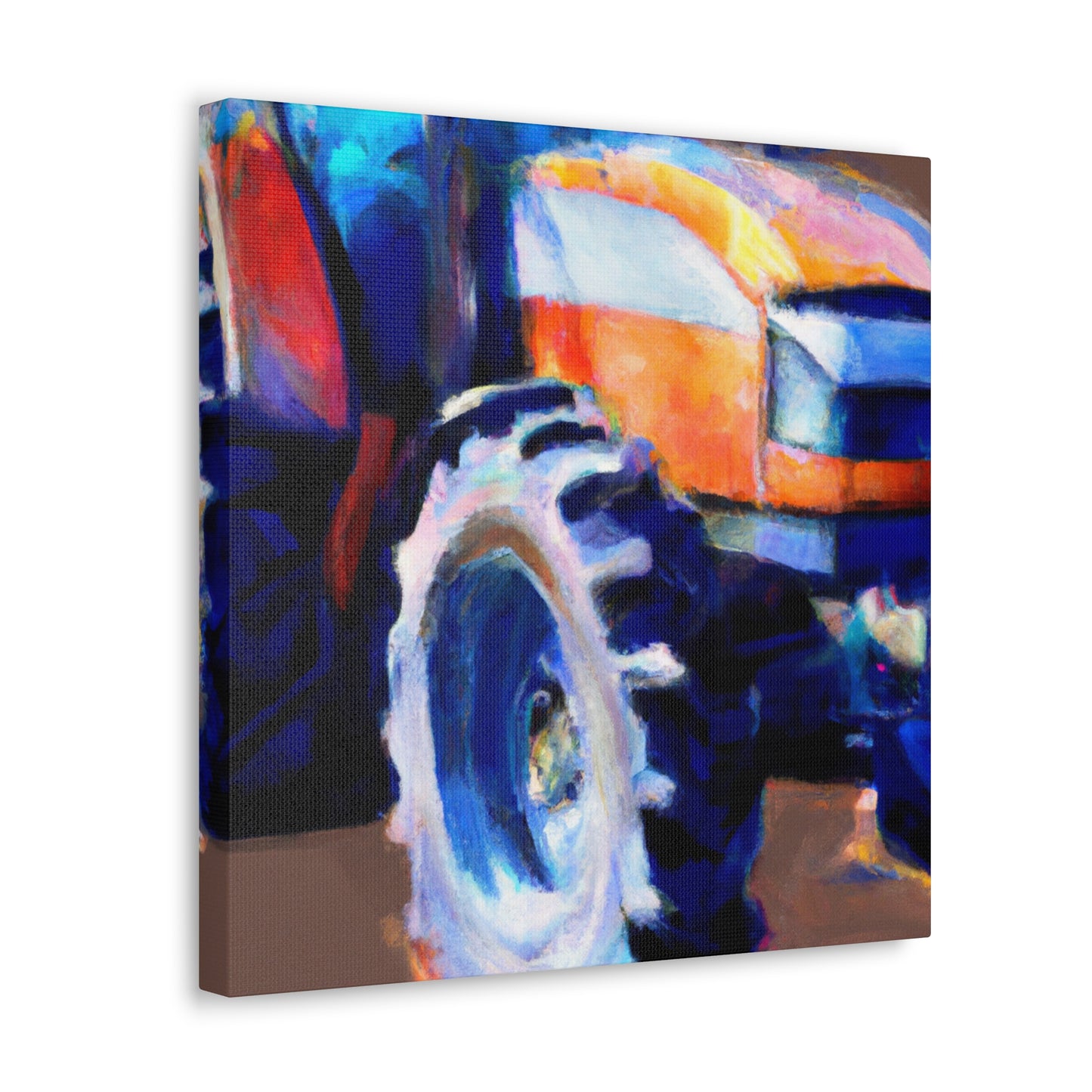 Old Tractor Plowing - Canvas