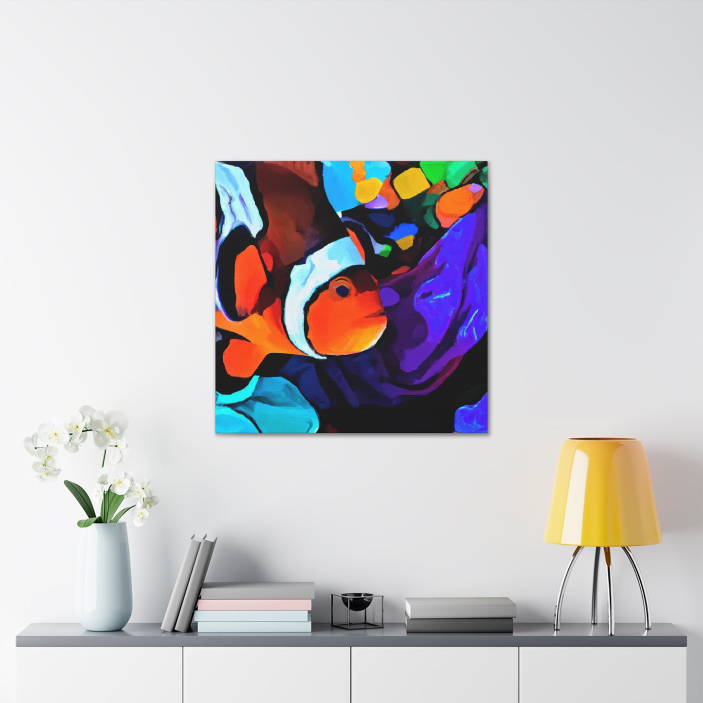 "Clownfish Swimming Gaily" - Canvas