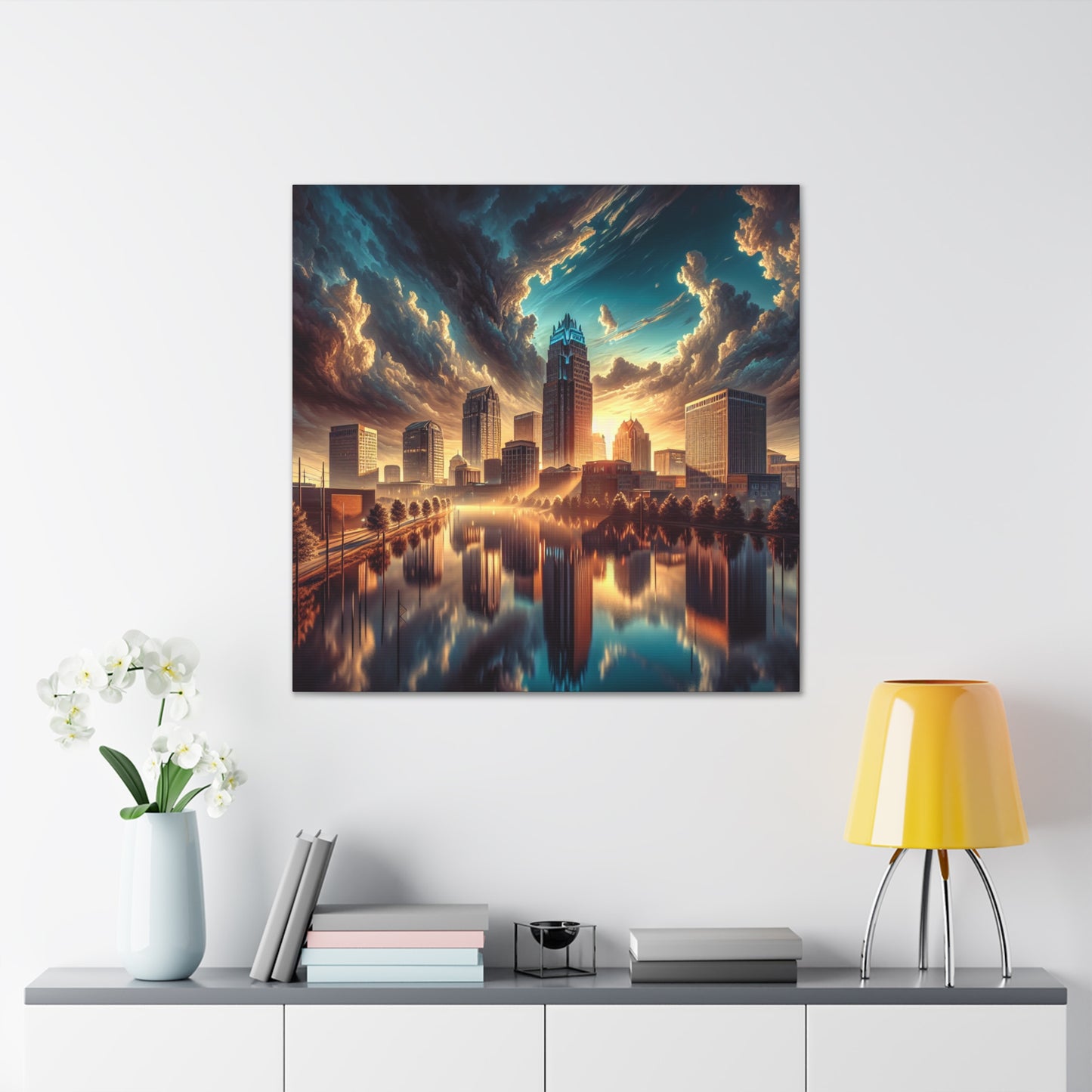 "Cityscape Symphony: Raleigh" - Canvas