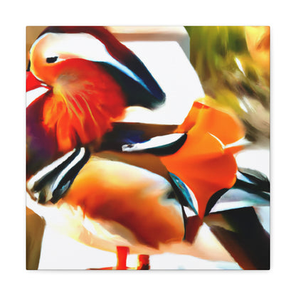 The mandarin duck, native to East Asia, became a popular motif in Art Deco aesthetics of the 1920s. Representing a symbol of love and fidelity, the Mandarin duck became popular because of its striking colors and graceful posture. The - Canvas