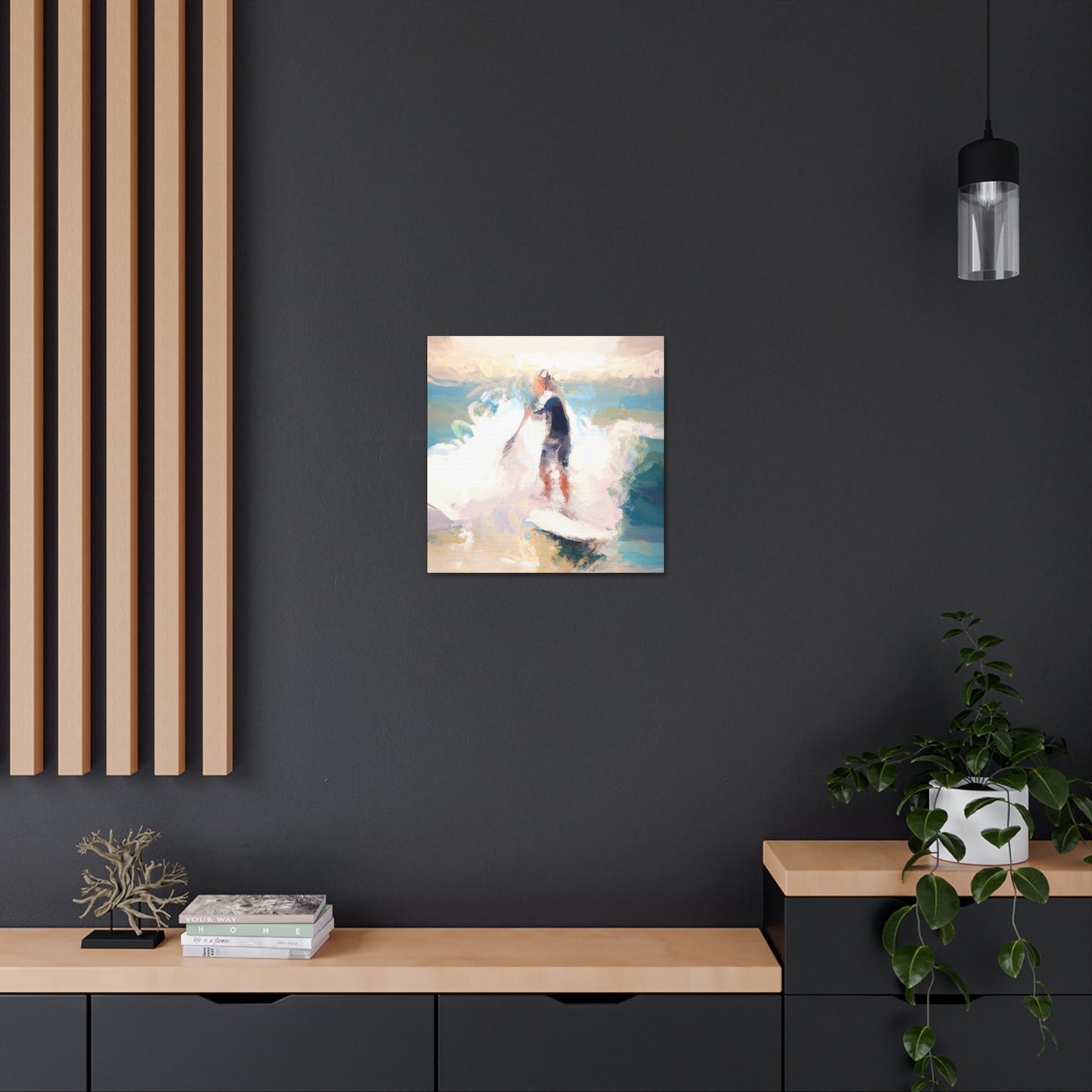 Surfers on Sunset Beach - Canvas