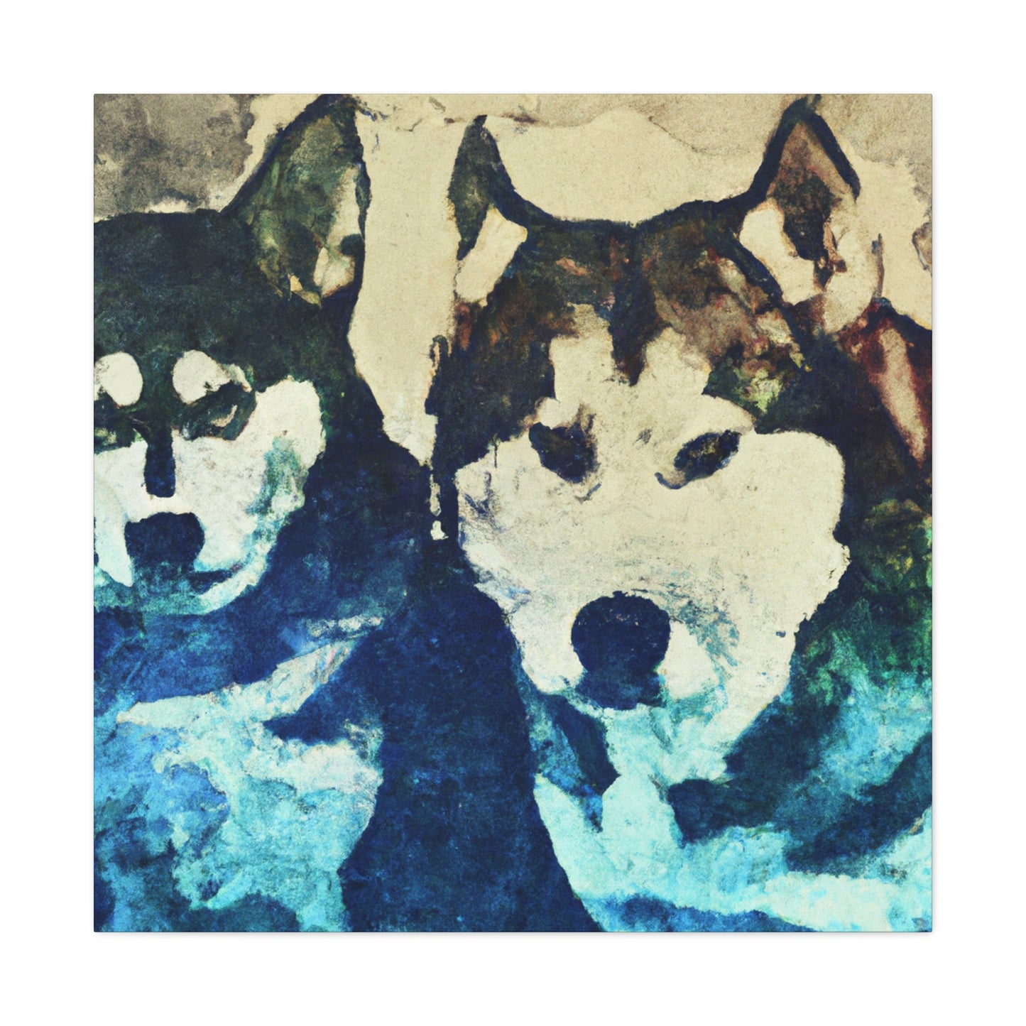 "Huskies in Distant Hues" - Canvas