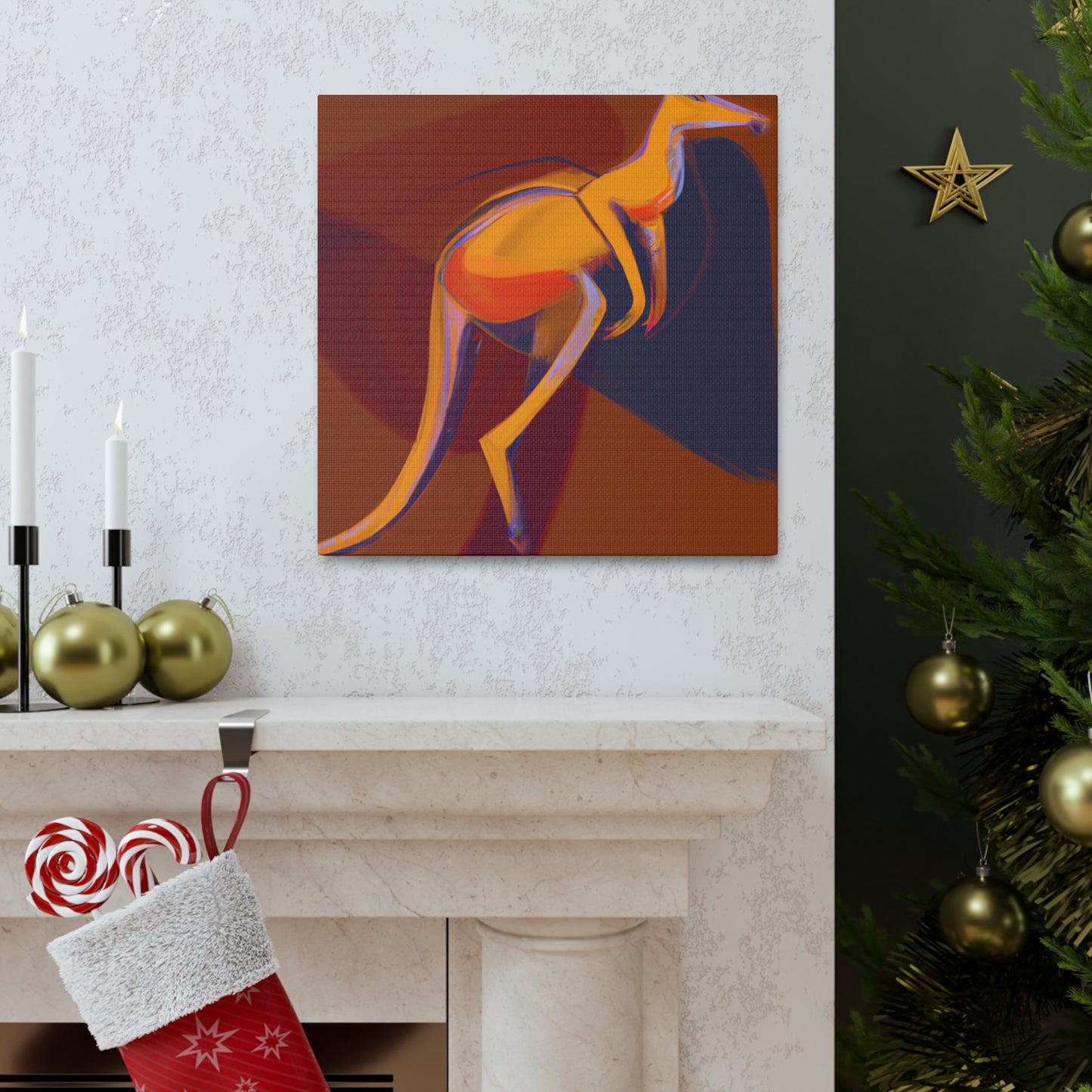 Kangaroo In Art Deco - Canvas