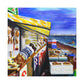 "Beach Shops Realism" - Canvas