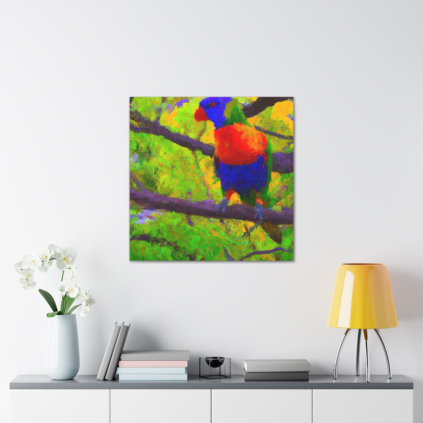 "Rainbow Lorikeets in Bloom" - Canvas