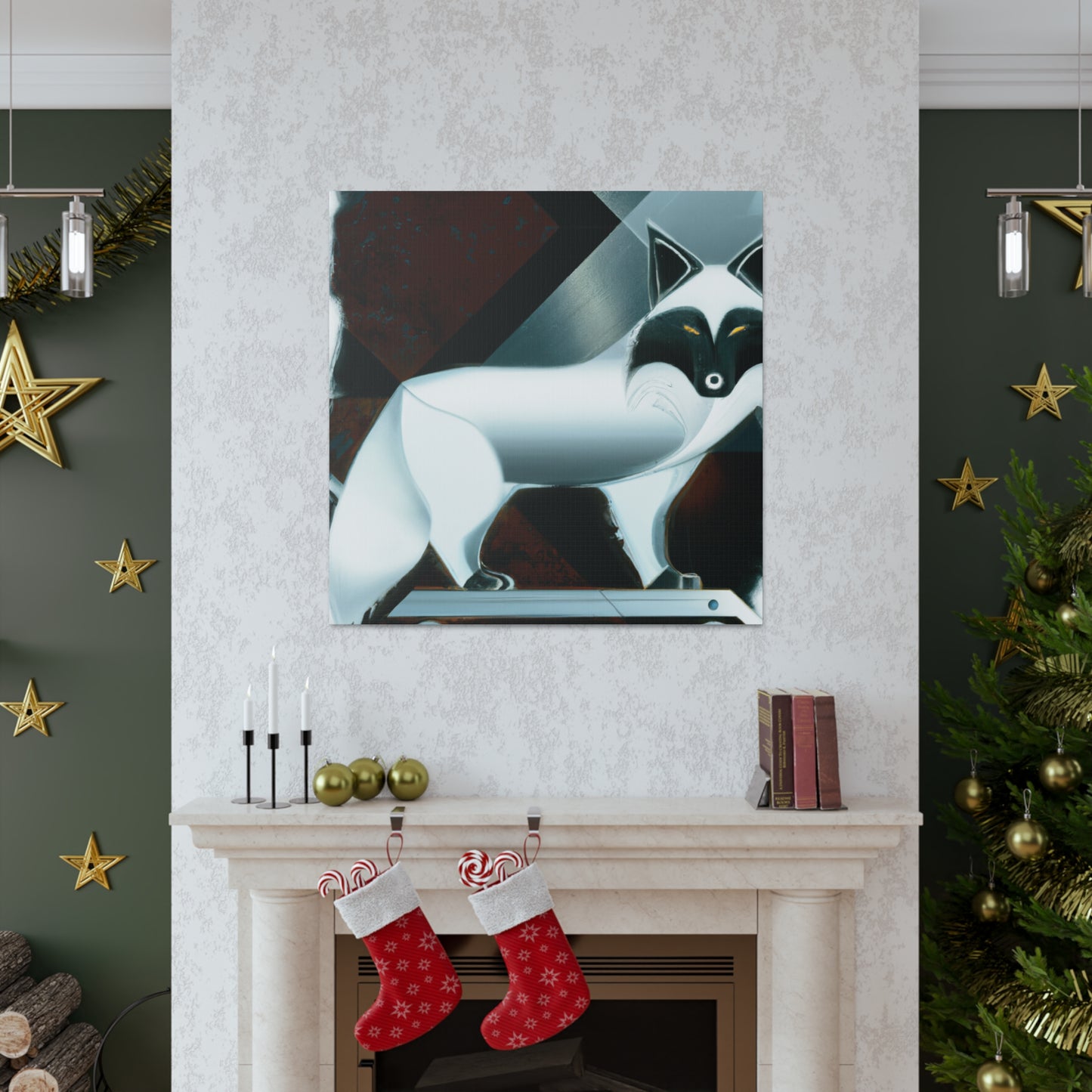 Arctic Fox Art Deco - Canvas