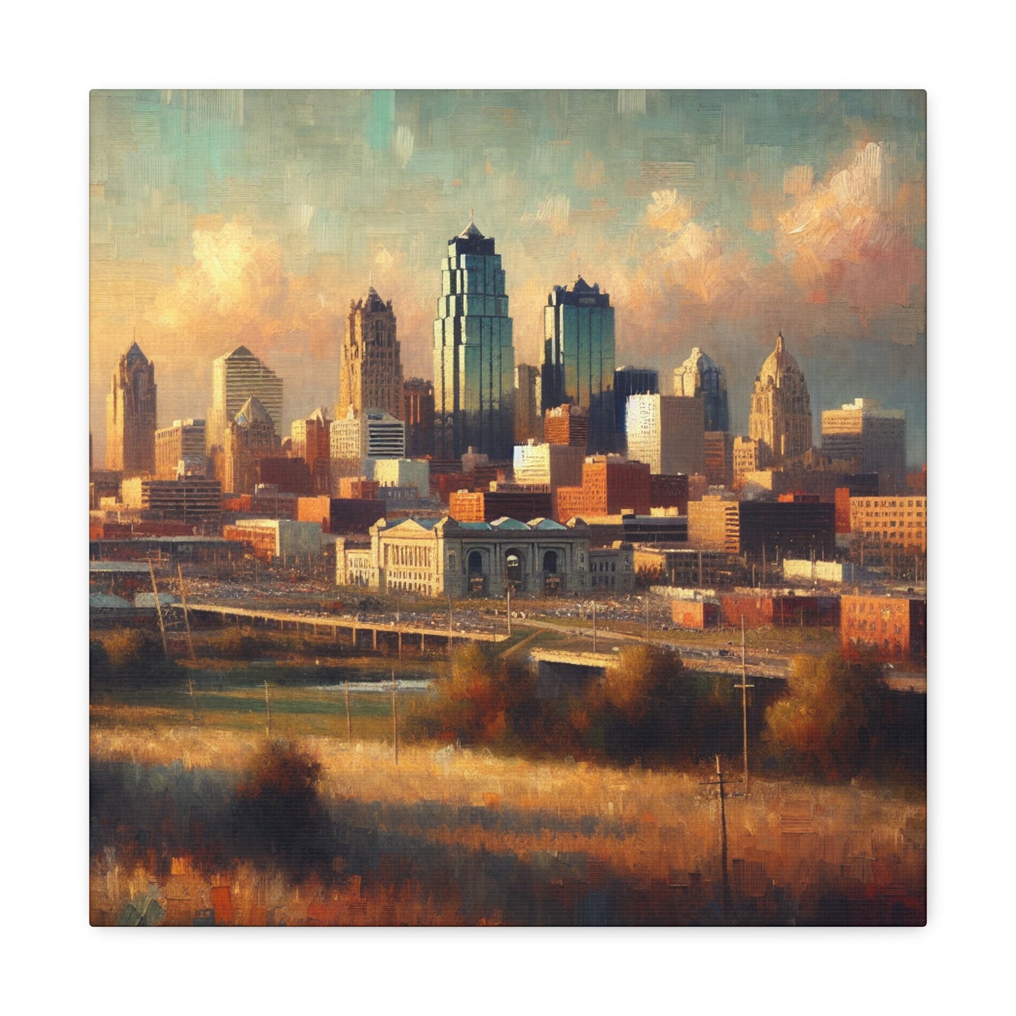 "Cityscape Symphony: Kansas Dreams" - Canvas