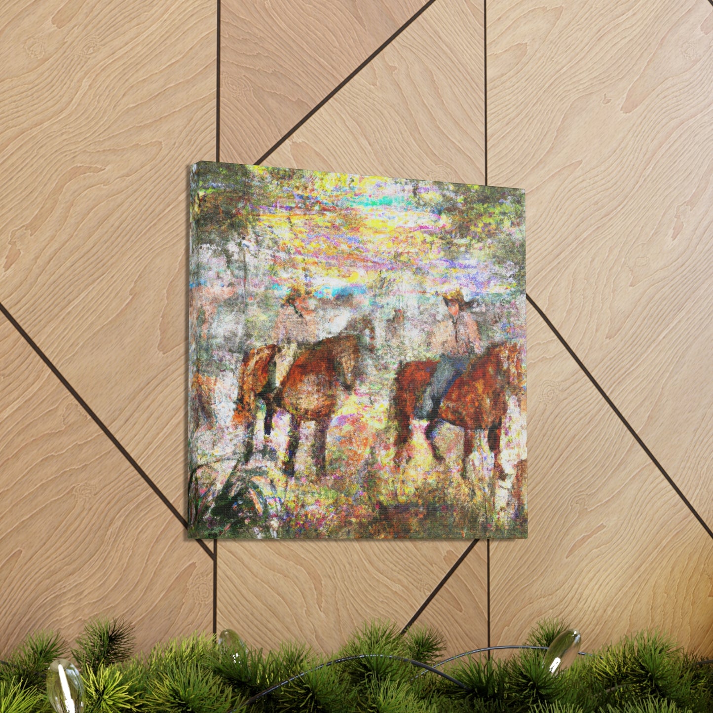 "Fog and Frolicing Horses" - Canvas