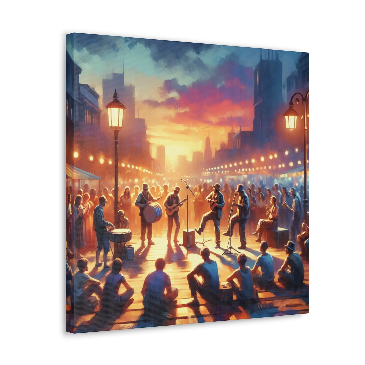 "Buskers' Vibrant Street Showcase" - Canvas