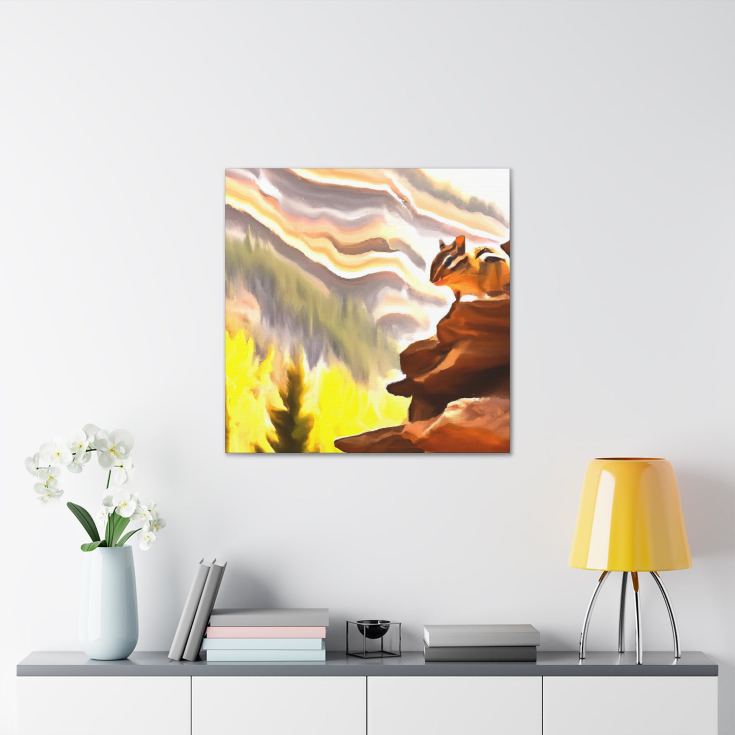 Chipmunk's Gathering Beauty - Canvas