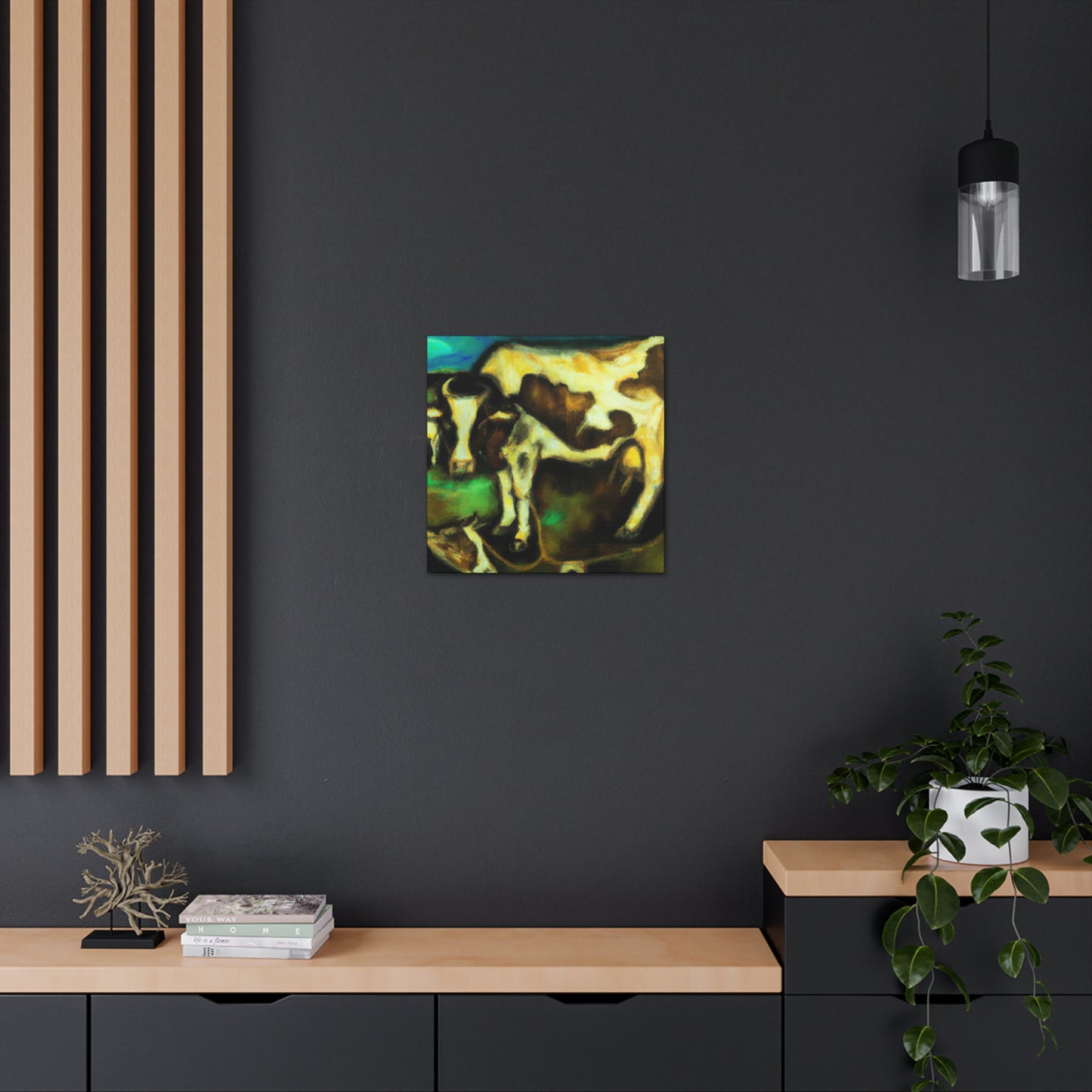 Cow in Cosmic Sky - Canvas