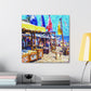 "Beach Shops Impressionism" - Canvas