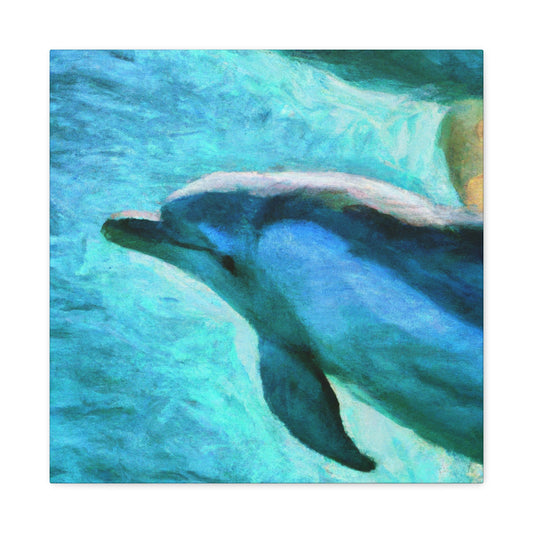 Dolphins in Turquoise. - Canvas