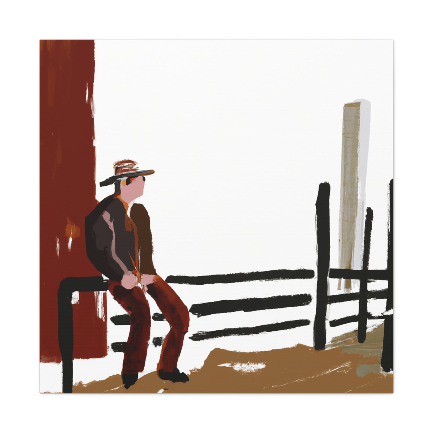 Cowboy on the Fence - Canvas