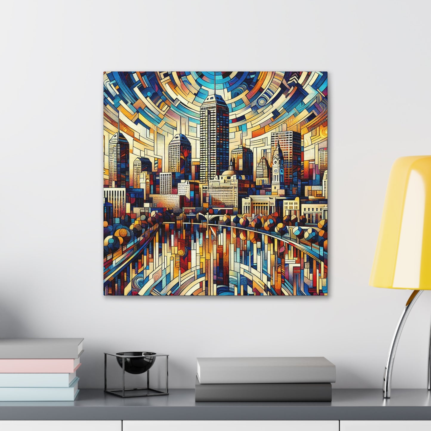 "City Kaleidoscope: Colorful Indianapolis" - Canvas